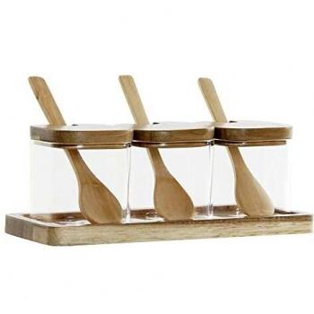Set de 3 Botes DKD Home Decor Multicolor Transparente Natural 150 ml 20,5 x 8 x 1,5 cm
