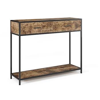 Mesa consola Fyrk, Madera antigua, 100 x 80 cm con cajones