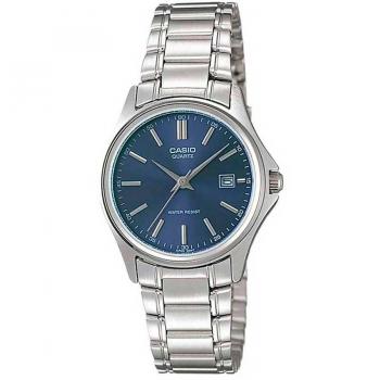 CASIO Women's Wristwatch LTP-1183A-2A with Silver Grey Dial and Blue Accents