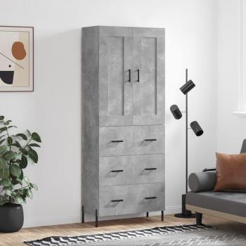 Aparador alto de madera contrachapada gris hormigón 69,5x34x180 cm