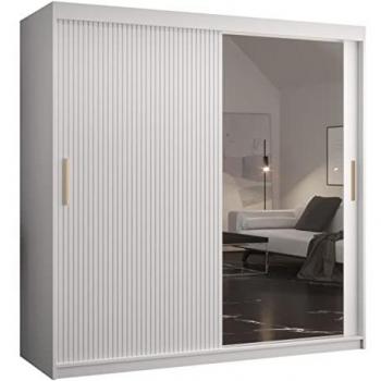 Armario Hartford H128 Blanco 200x180x62cm con Puertas Correderas y 9 Estantes