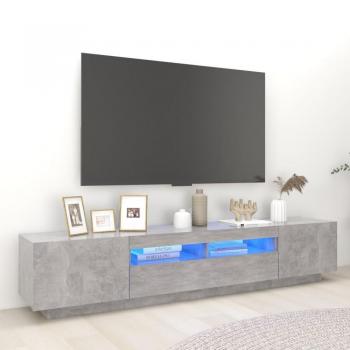 Set de Muebles para TV con LED 2 piezas en madera contrachapada, incluye mueble de salón y mesa de TV, dimensiones 200x35x40 cm, color gris hormigón