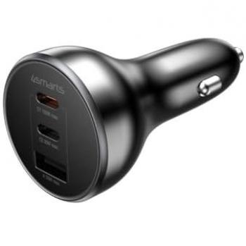 Cargador de Coche 4smarts VoltRoad Ultimate 160W con 2x USB-C y 1x USB-A, Negro