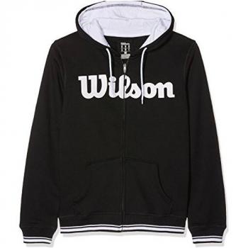 Wilson Sudadera con capucha de hombre, M Team Script FZ Hoody, Algodón/Poliéster, Negro/Blanco, Talla: S, WRA765901