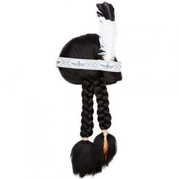 Smiffys-42042 Indio Peluca Inspirado por los Americanos nativos, Trenzas, con Cinta para la c, Color Negro, Tamaño único