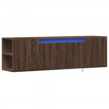 Mueble de TV de pared con luces LED marrón roble 135x31x39,5 cm