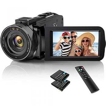 Videocámara Camcorder 1080P 36MP, Vlogging Cámara con IR Visión Nocturna 16X Zoom Digital, 3.0 Pantalla Táctil 270° Rotativo Videocámara Digital con Control Remoto Y 2 Baterías