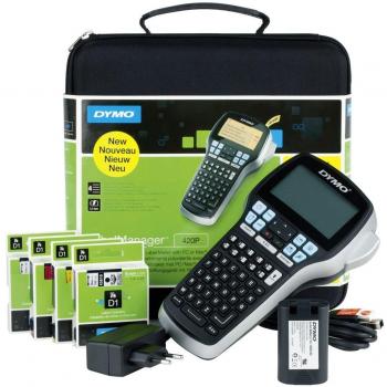 DYMO LabelManager 420P kit de etiquetadora portátil y recargable de alto rendimiento | teclado ABC | con 4 rollos de etiquetas D1 y maletín de transporte