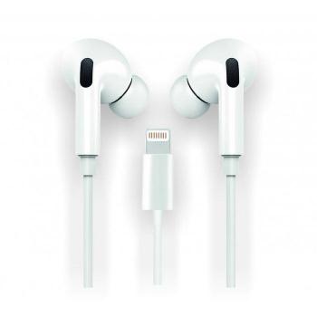 Tech One Tech Eartech Hop Tec1202 Auriculares Intraurales con Micrófono, Lightning, Asistente de Voz, Cable 1.20m Blancos Compatible con Apple
