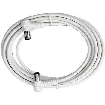 Cable de conexión coaxial Axing BAK 753-00, IEC acodado 90°, 7.5 m, 85 dB, blanco