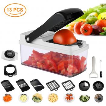Multiusos Cortador de Verduras, 13 en 1 Mandolina Slicer de Cocina Ralladores y Cortadores Manuales,Cortador de Patatas Acero Inoxidable Utensilios de Cocina Profesional