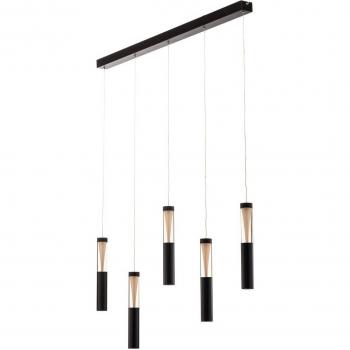 Lámpara colgante LED 'Danson' moderna de Lucande, 5 luces, color negro, fabricada en metal, ideal para cocina