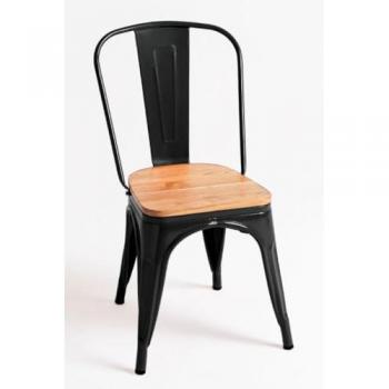 Pack 2 Sillas de Comedor Torix en Madera Natural y Acero Reforzado Color Negro