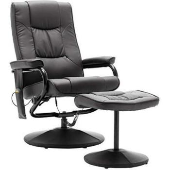 vidaXL Sillón de Masaje con Reposapiés Cuero Sintético Gris Mobiliario Hogar Estilo y Funcionalidad Comodidad Despacho Sala de Relajación Estudios
