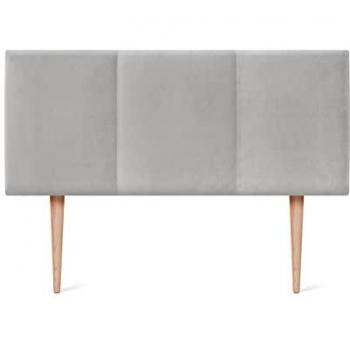 Cabecero de Terciopelo Alta Gama Modular Liso con Patas de Madera Moderno Acolchado para Cama 90 cm - Gris Claro