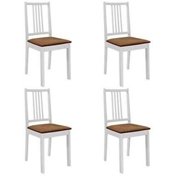 SengentoStyle Eetkamerstoelen met kussens 4 st massief hout wit