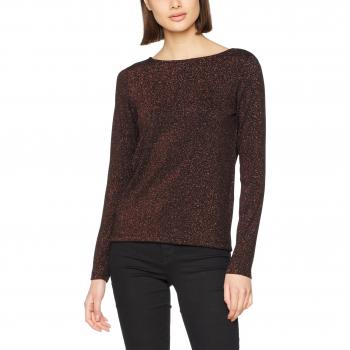 PIECES Pcannabella Ls Glitter Deep Back Tee, Camisa Manga Larga para Mujer, Negro