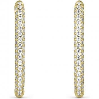 Pendientes criollas de plata bañada en oro con forma oval y circonitas blancas Itemporality SEA-201-356-UU