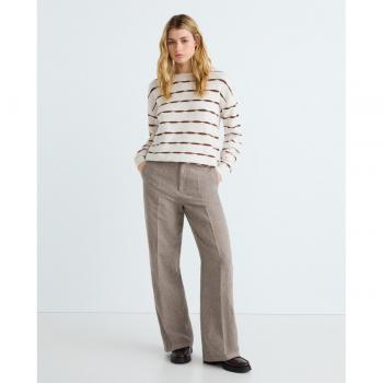 Jersey Vila Latina beige raya lurex para mujer