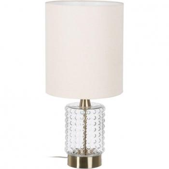 Lámpara de Mesa 16 x 16 x 36 cm Cristal Metal - Diseño Moderno, color blanco dorado, material algodón, metal, cristal, latón e hierro, potencia de 40 W y voltaje de 220