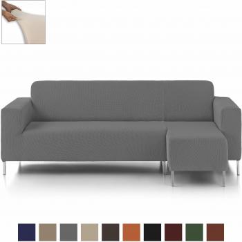 Eiffel Textile Nimes Funda para Sofá, Algodón, Gris, Chaise Longue Brazo Largo Derecha, 280 x 195 x 2 cm