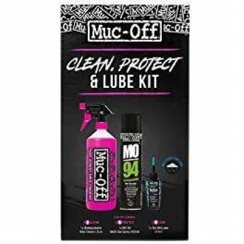 Muc-Off Clean, Protect & Lube Kit - Essentials To Clean, Protect And Lube Your Bicycle - Includes Muc-Off Bike Cleaner, MO-94 And Bio Wet Chain Lube