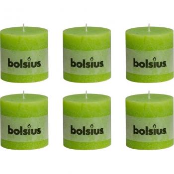 Bolsius 103867500374 - Vela del Pilar Rústica 100 x 100 mm, color Verde, 1 unidad