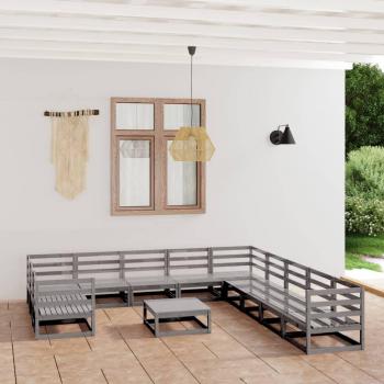 Sofá de jardín 12 piezas de madera maciza de pino