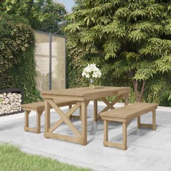 Set de comedor para jardín 3 piezas madera maciza pino impregnada