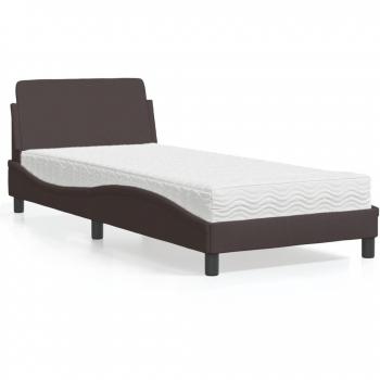 Cama con colchón marrón oscuro 90x200 cm en tela Vidaxl