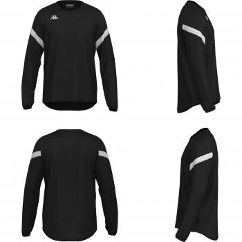 Sudadera Kappa Dolvano para hombre, negro y blanco, con cuello redondo, talla 3XL