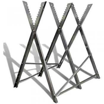 vidaXL Soporte Plegable Galvanizado Con Sierras Para Carpintería
