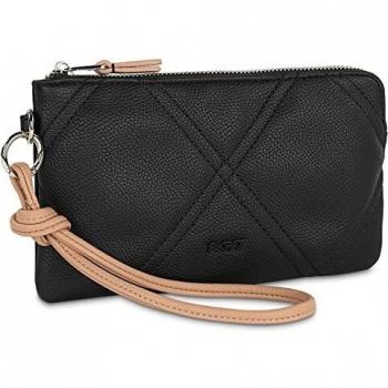 SKPAT - Cartera de Mujer Grande de Mujer, Piel PU con Monedero Marca SKPAT colección Kassel. Capa para Bloqueo Antiescaneo de Seguridad RFID 311809, Color Negro-Taupe