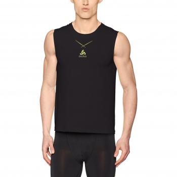 Odlo Camiseta Interior Hombre, Hombre, Singlet Crew Neck Ceramicool, Black/Safety Yellow, Extra-Large