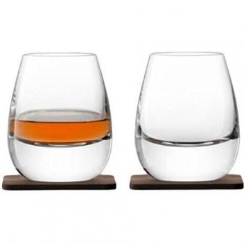 LSA WH04 Whisky Islay Tumbler 250 ml Clear & Walnut Coaster x 2 **