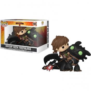 Figura Pop! Rides Deluxe de Cómo Entrenar a Tu Dragón - Hiccup con Toothless, 9 cm