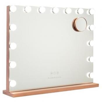 Espejo Maquillaje Luz 15 Luces LED Tocador Maquillaje 3 Modos Luz Espejos con Luz Control Táctil Espejo de Mesa para Maquillaje Mediano Oro Rosa
