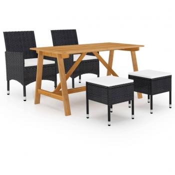 Juego de comedor de jardín 5 piezas negro