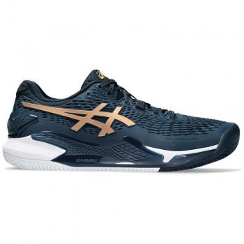 Asics Gel-Resolution 9 Clay Zapatillas de Tenis para Hombre - Azul Oscuro, Dorado