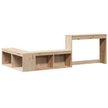 Mueble con escritorio de madera maciza de pino 232x122x75 cm en color marrón