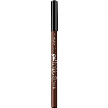 Lápiz Gel 2 en 1 Kajal y Eyeliner Waterproof Deborah Milano - Color Marrón, Ultra-pigmentado y Cremoso, 1.21 gr