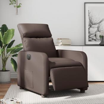 Silla reclinable eléctrica de cuero marrón Vidaxl
