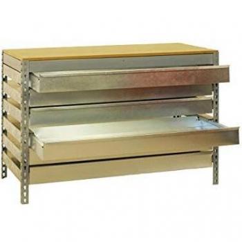 Banco de trabajo BT5 con cajón Simonwork Gris/Madera Simonrack 842x1510x760 mms - banco de trabajo con cajones - mesa con cajones 600 Kgs de capacidad por estante
