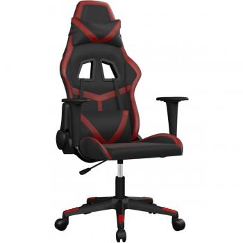 Silla gaming de cuero sintético negro y rojo vino tinto