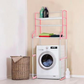 Estante Organizador Multifuncional para Lavadora con 3 Estantes de Almacenamiento - Color Rosa, 67x23x151cm