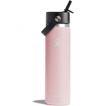 Hydro Flask Wide Mouth Water Bottle with Flex Straw Cap, 24 oz, Trillium, Stainless Steel, BPA Free