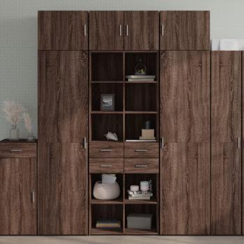 Aparador alto de madera de ingeniería marrón roble 70x42,5x185 cm, armario de almacenamiento, mueble auxiliar