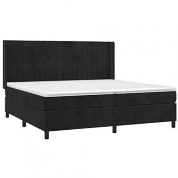 Cama Box Spring con Colchón y LED Negro 200x200 cm en Terciopelo