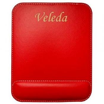Almohadilla de cuero sintético de ratón personalizado con el texto: Veleda