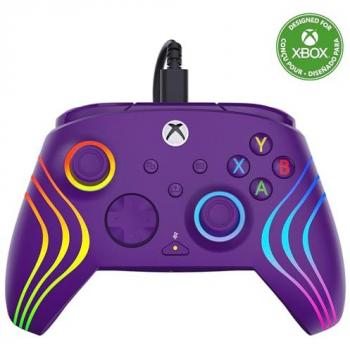 Mando Afterglow Wave con Cable RGB Púrpura para Xbox Series X/S, Xbox One y PC - Botones Programables y Disparadores de Efecto Hall